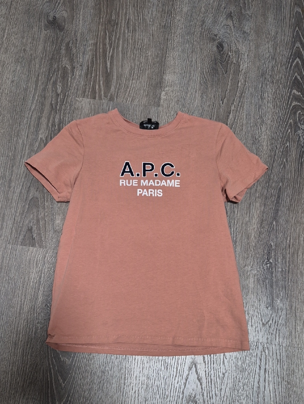 A.P.C. Woman's Short Sleeve Tee in Dusty Rose with Logo